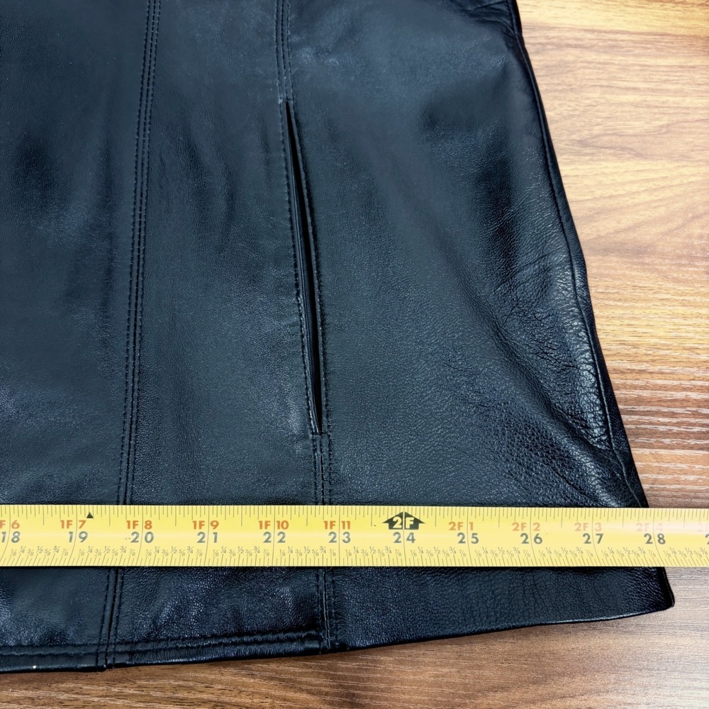 M Julian Womens Black Genuine Leather Lined Blazer Jacket Size 3X Button Front - Picture 10 of 13